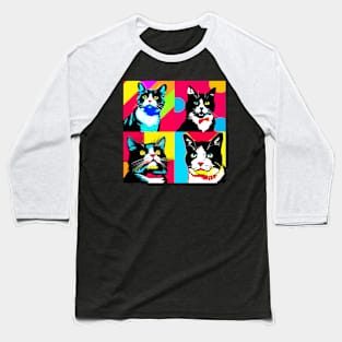 Tuxedo Cat Pop Art - Cat Lover Gift Baseball T-Shirt